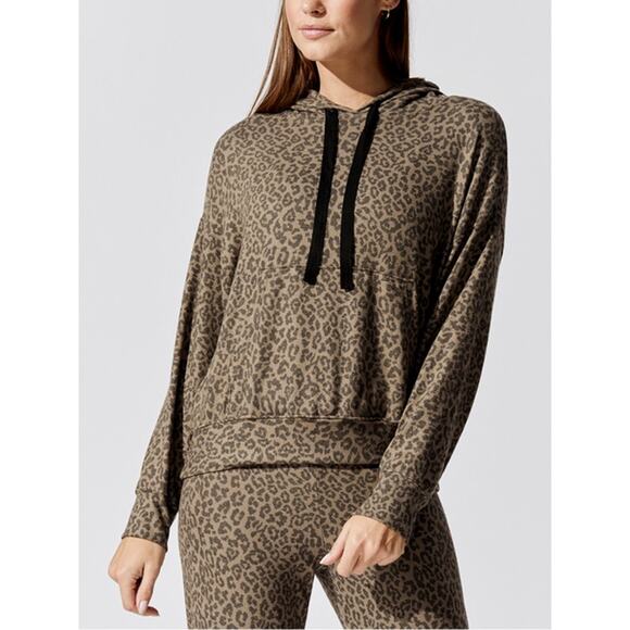 Women's Sundry Animal Printed Pull Over Hoodie, Size S - Brown - Picture 1 of 9